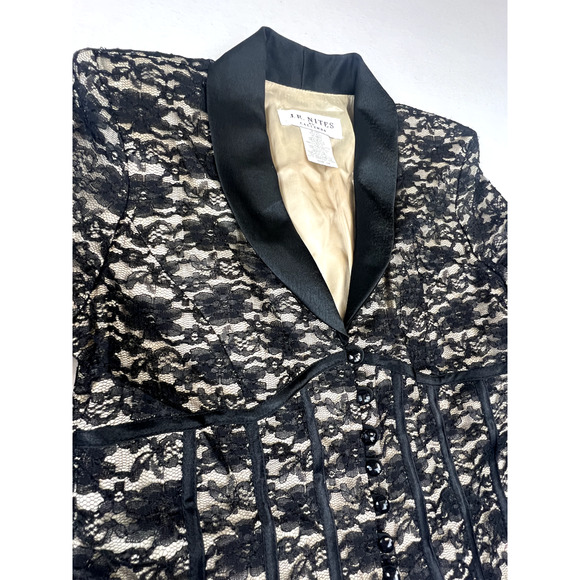 JR Nites By Caliendo Black Lace Blazer Formal Jacket Size 10 Wedding Prom Party - Picture 1 of 12